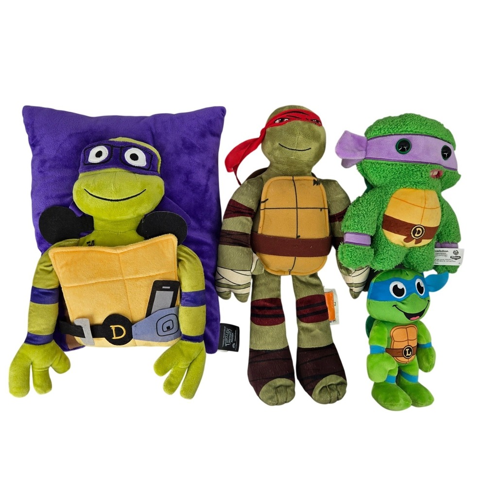 Teenage Mutant Ninja Turtles Plush Lot 4 Donatello Raphael Mutant TMNT